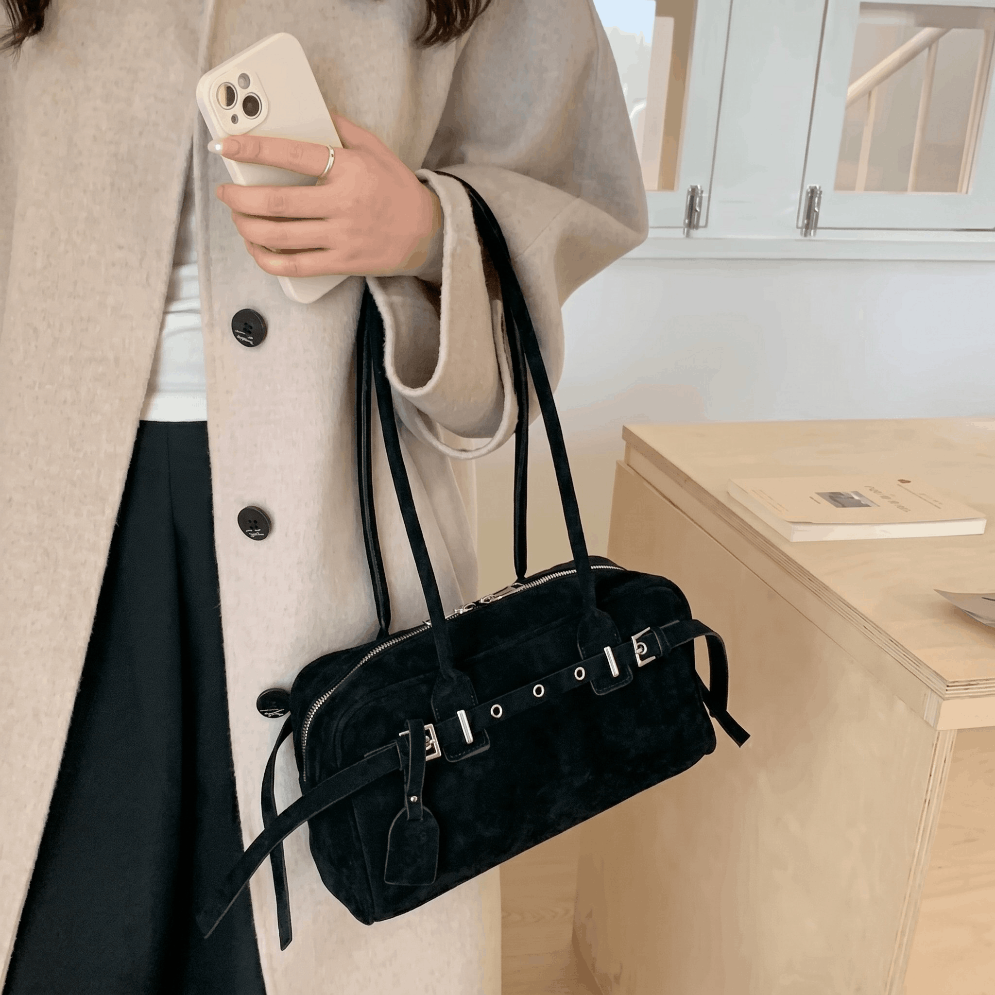 Rely - Bolso de Hombro Exclusivo de Gamuza Retro