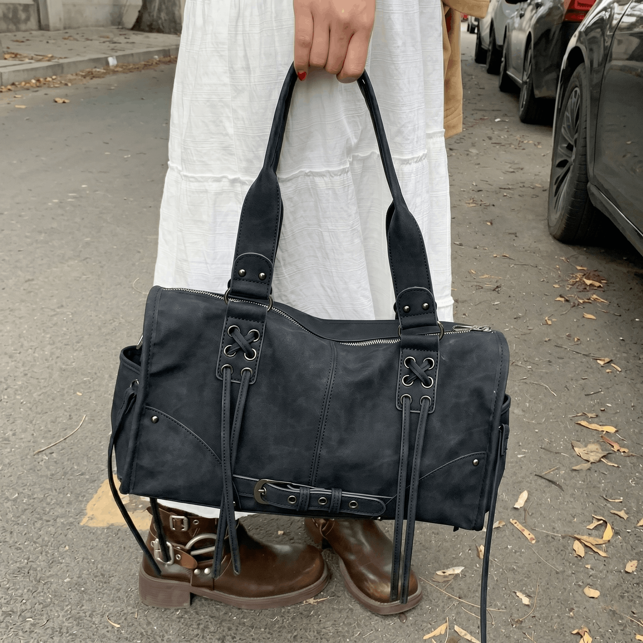 Tassi - Bolso de Hombro/Mano Estilo Motociclista