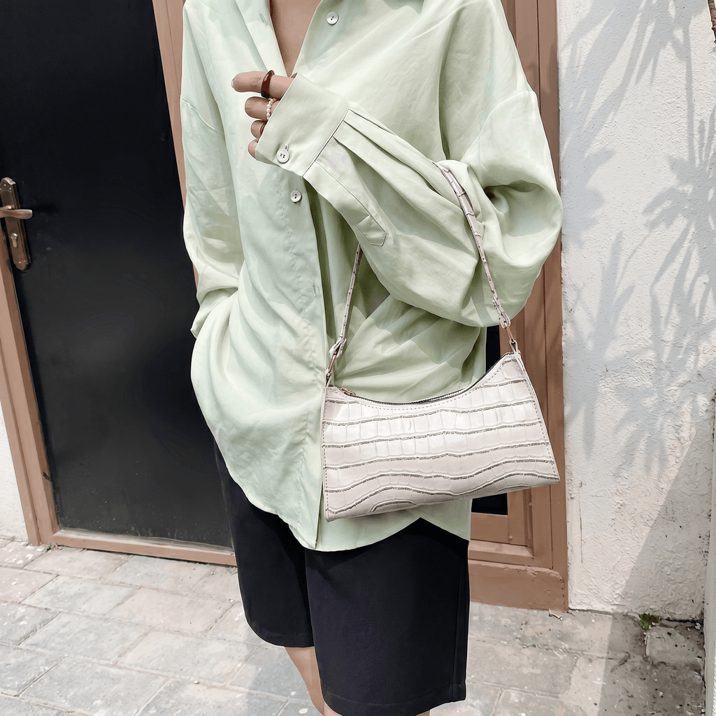 Porset - Bolsa de Hombro Con Textura de Cocodrilo