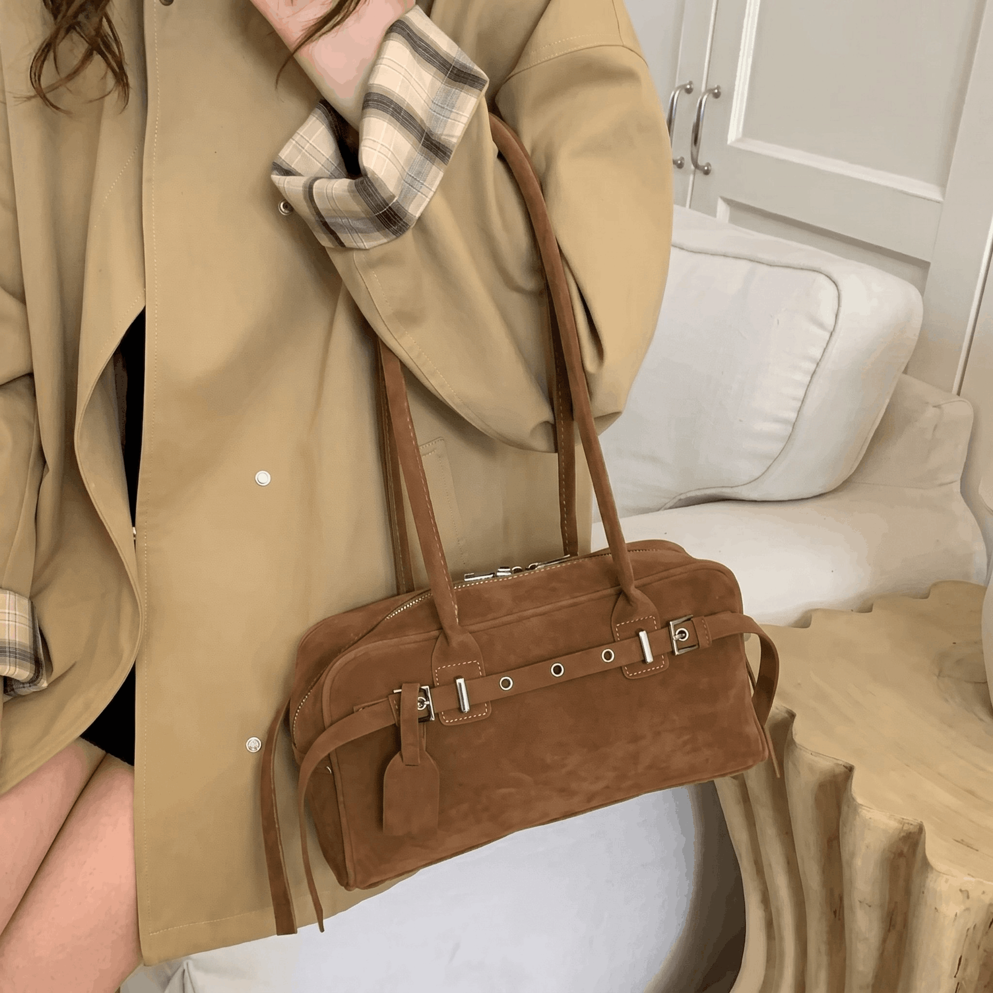 Rely - Bolso de Hombro Exclusivo de Gamuza Retro