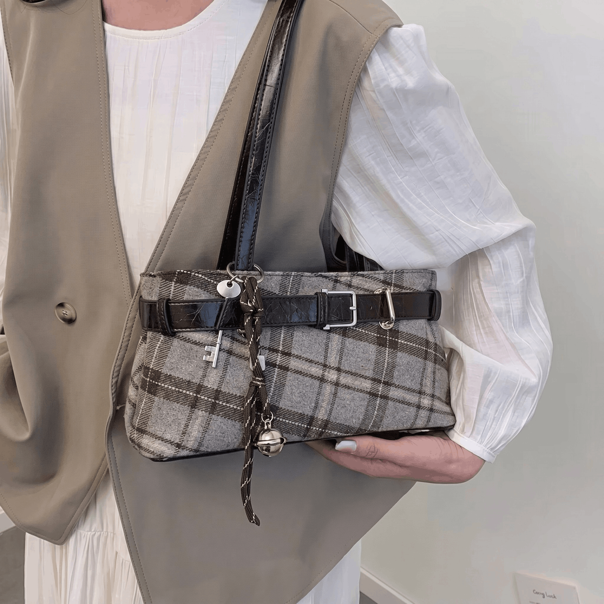 Tevis - Bolso de Hombro Retro a Cuadros